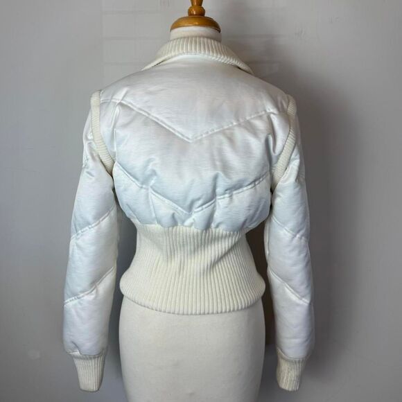 Bebe Vintage Y2K White Satin Puffer Jacket Corset Style - Picture 4 of 6